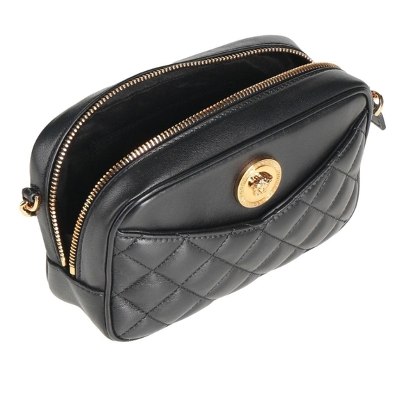 Versace Medusa Quilted Crossbody Camera Bag Black - Picture 1 of 15